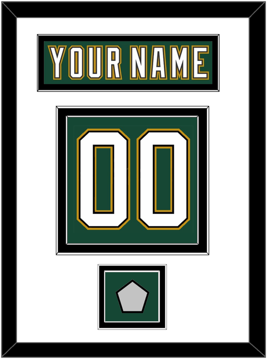 Dallas Nameplate & Number (Back) With Stanley Cup Champions Patch - Alternate Green (1997-1999) - Signature Tier 1