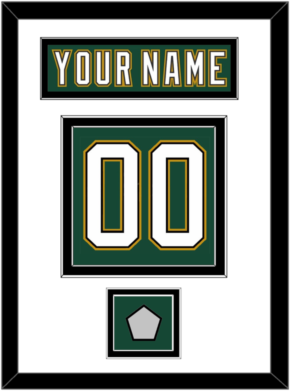 Dallas Nameplate & Number (Back) With Stanley Cup Champions Patch - Alternate Green (1997-1999) - Double Mat 1