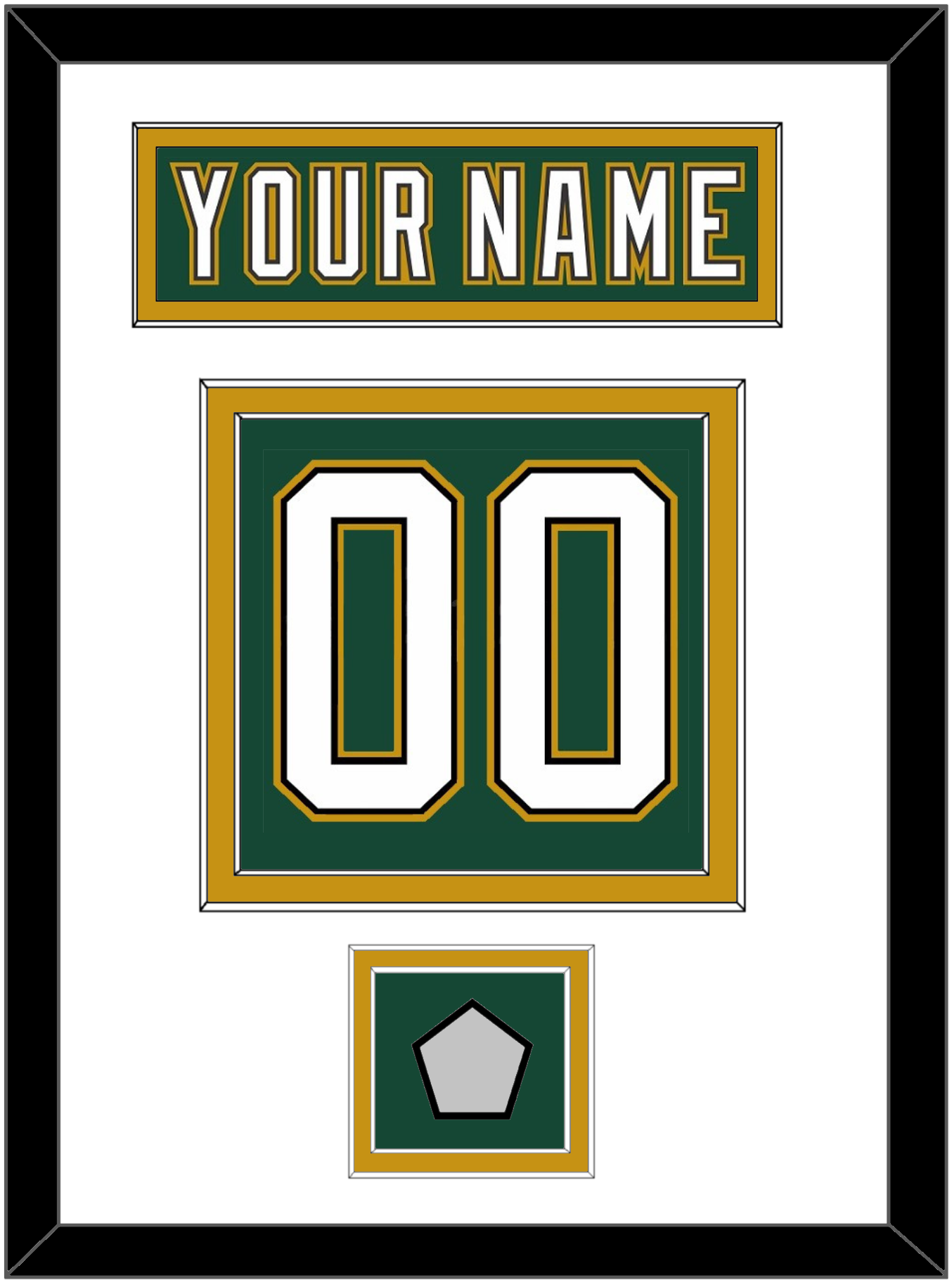 Dallas Nameplate & Number (Back) With Stanley Cup Champions Patch - Alternate Green (1997-1999) - Signature Tier 2