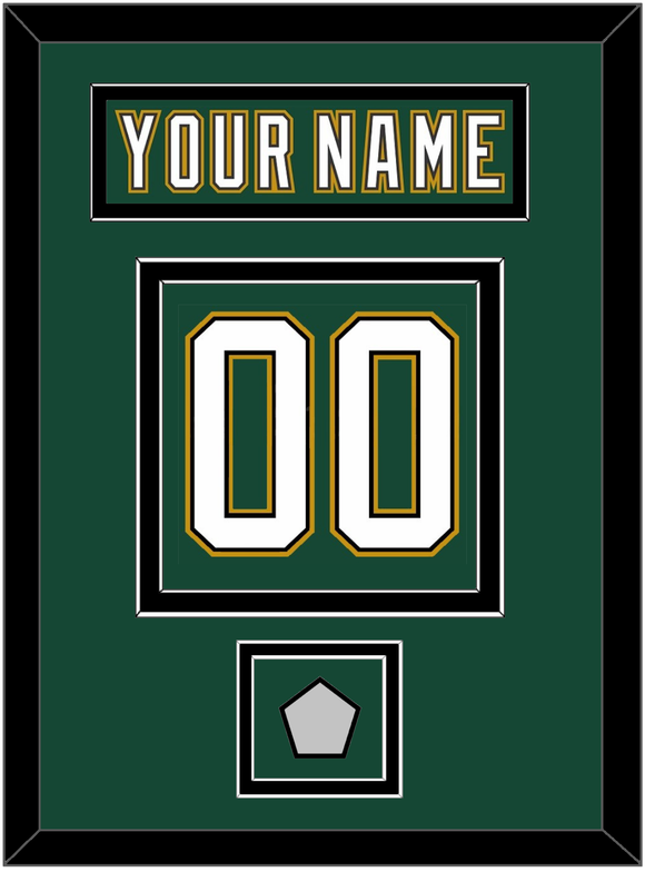 Dallas Nameplate & Number (Back) With Stanley Cup Champions Patch - Alternate Green (1997-1999) - Double Mat 3