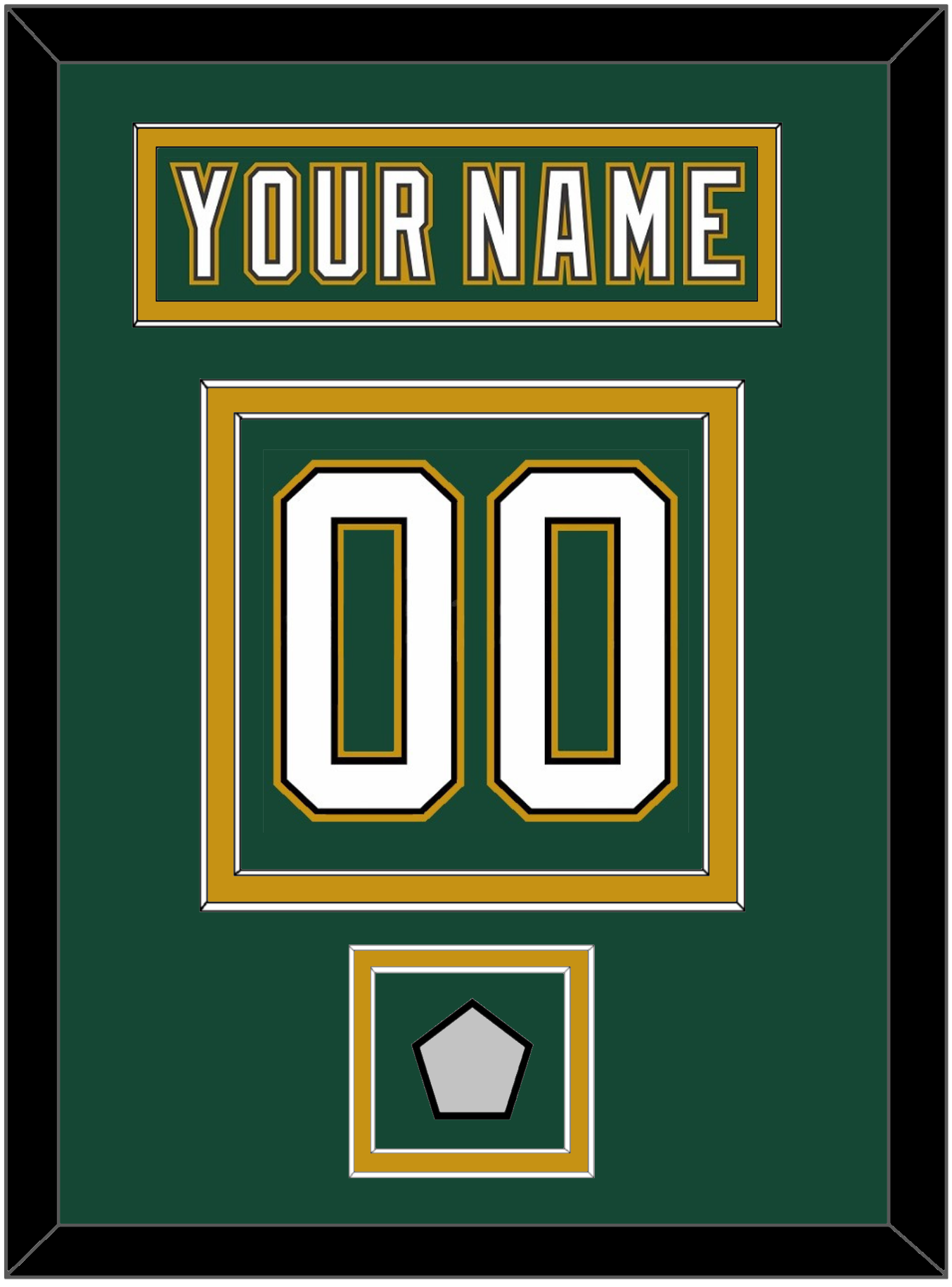 Dallas Nameplate & Number (Back) With Stanley Cup Champions Patch - Alternate Green (1997-1999) - Signature Tier 4