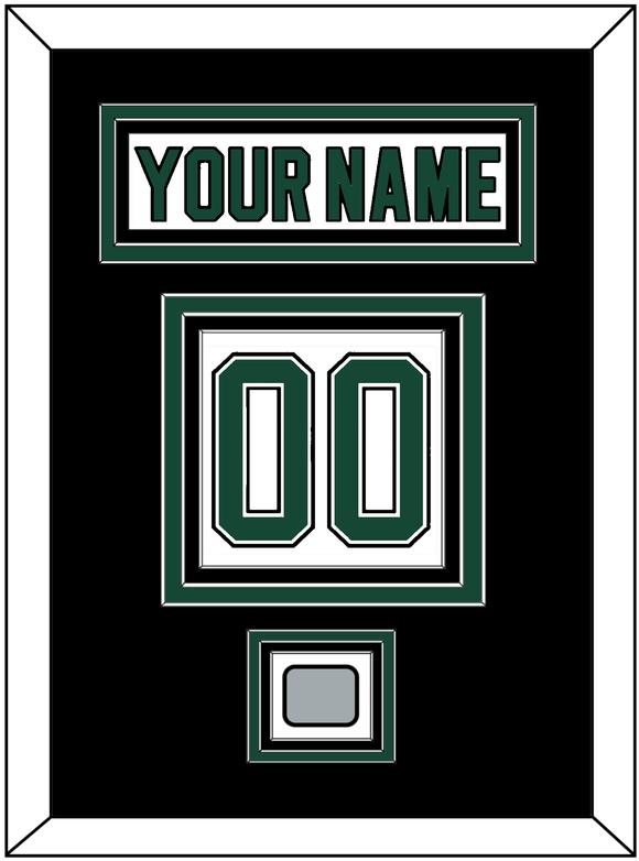 Dallas Nameplate & Number (Back) With Stanley Cup Champions Patch - Home White (1994-1999) - Triple Mat 3