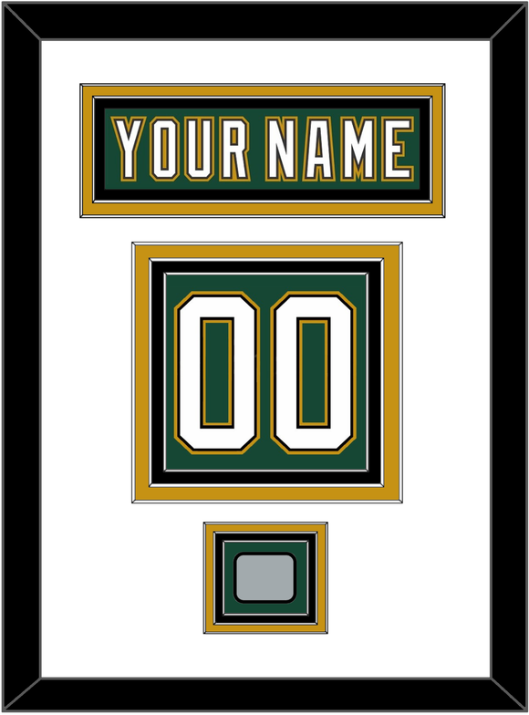 Dallas Nameplate & Number (Back) With Stanley Cup Champions Patch - Alternate Green (1997-1999) - Triple Mat 1