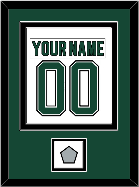 Dallas Nameplate & Number (Back) Combined With Stanley Cup Champions Patch - Home White (1994-1999) - Double Mat 2