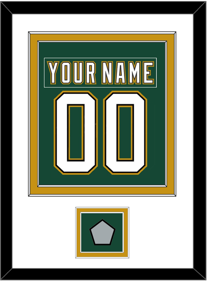 Dallas Nameplate & Number (Back) Combined With Stanley Cup Champions Patch - Alternate Green (1997-1999) - Signature Tier 2