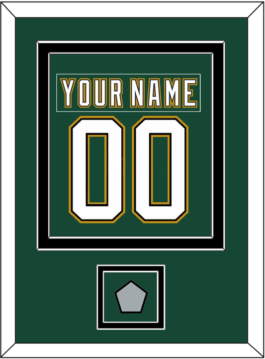Dallas Nameplate & Number (Back) Combined With Stanley Cup Champions Patch - Alternate Green (1997-1999) - Signature Tier 3