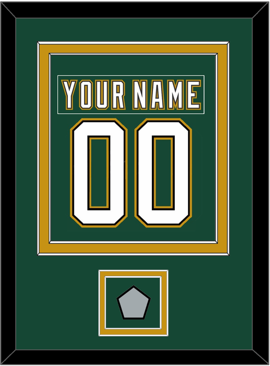 Dallas Nameplate & Number (Back) Combined With Stanley Cup Champions Patch - Alternate Green (1997-1999) - Signature Tier 4