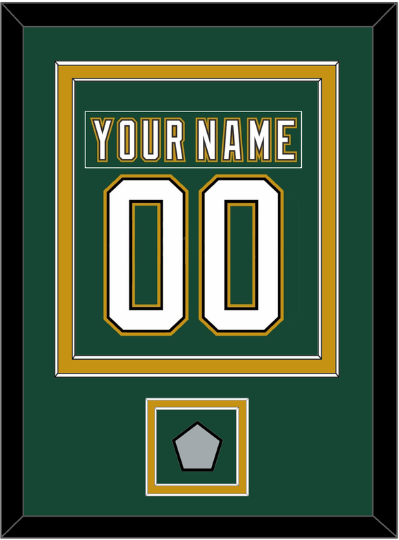 Dallas Nameplate & Number (Back) Combined With Stanley Cup Champions Patch - Alternate Green (1997-1999) - Double Mat 4