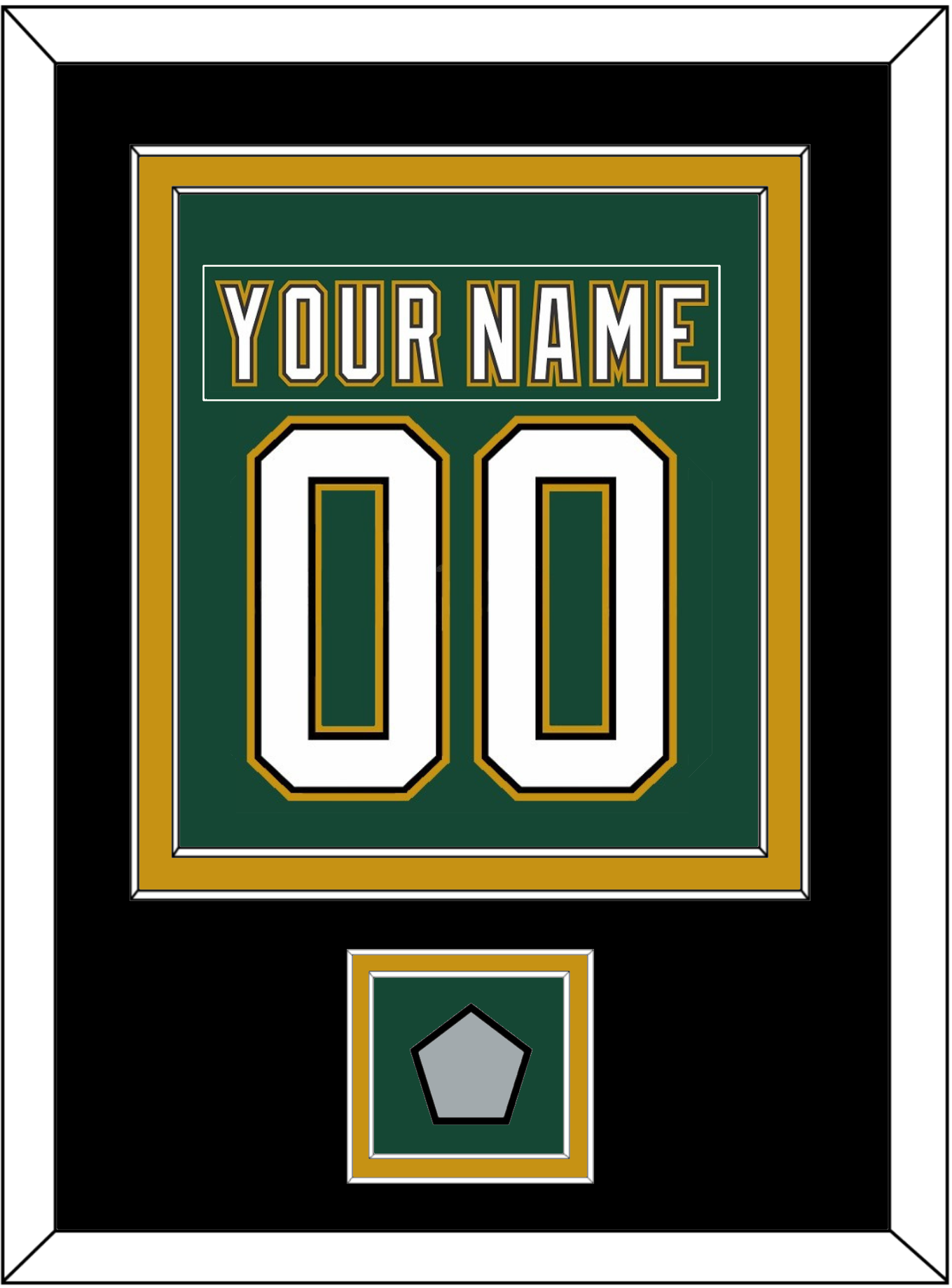 Dallas Nameplate & Number (Back) Combined With Stanley Cup Champions Patch - Alternate Green (1997-1999) - Signature Tier 5