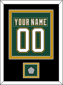 Dallas Nameplate & Number (Back) Combined With Stanley Cup Champions Patch - Alternate Green (1997-1999) - Double Mat 5