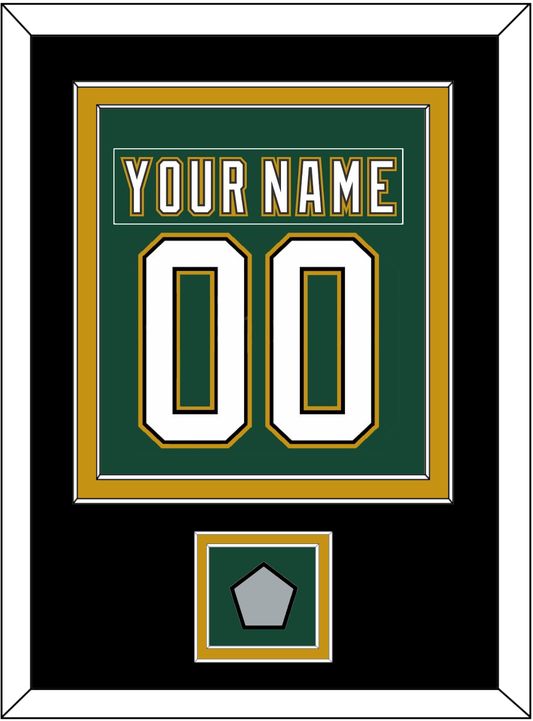 Dallas Nameplate & Number (Back) Combined With Stanley Cup Finals Patch - Alternate Green (1997-1999) - Signature Tier 5