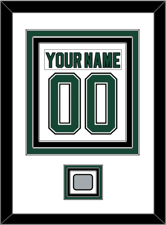 Dallas Nameplate & Number (Back) Combined With Stanley Cup Champions Patch - Home White (1994-1999) - Triple Mat 1