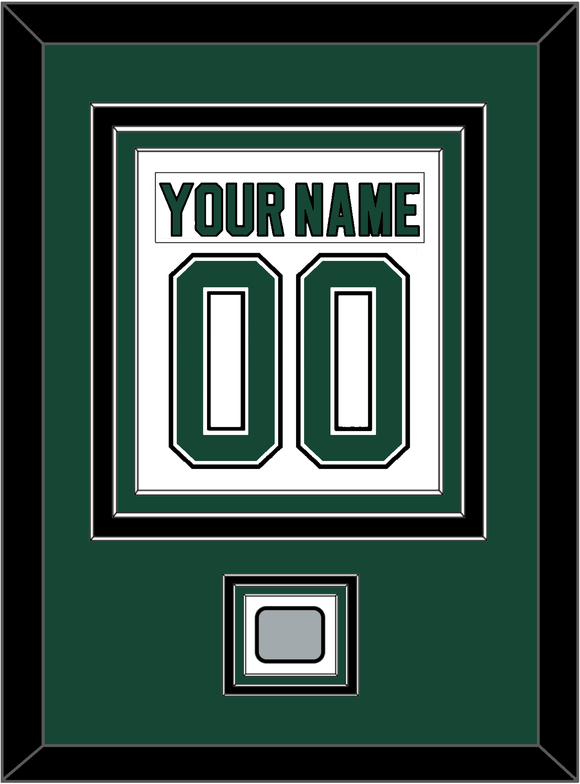 Dallas Nameplate & Number (Back) Combined With Stanley Cup Champions Patch - Home White (1994-1999) - Triple Mat 2