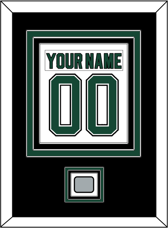 Dallas Nameplate & Number (Back) Combined With Stanley Cup Finals Patch - Home White (1994-1999) - Triple Mat 3