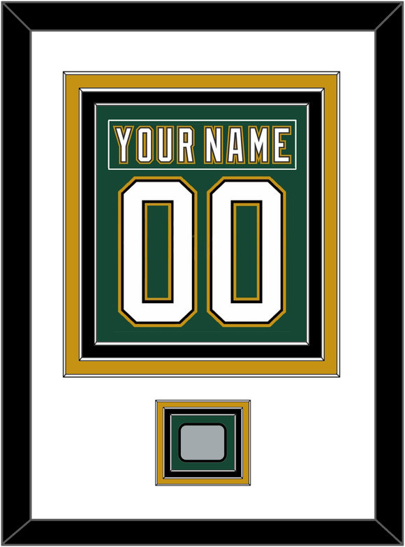 Dallas Nameplate & Number (Back) Combined With Stanley Cup Finals Patch - Alternate Green (1997-1999) - Triple Mat 1