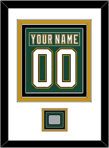 Dallas Nameplate & Number (Back) Combined With Stanley Cup Champions Patch - Alternate Green (1997-1999) - Triple Mat 1