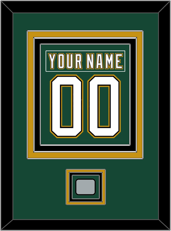 Dallas Nameplate & Number (Back) Combined With Stanley Cup Champions Patch - Alternate Green (1997-1999) - Triple Mat 2