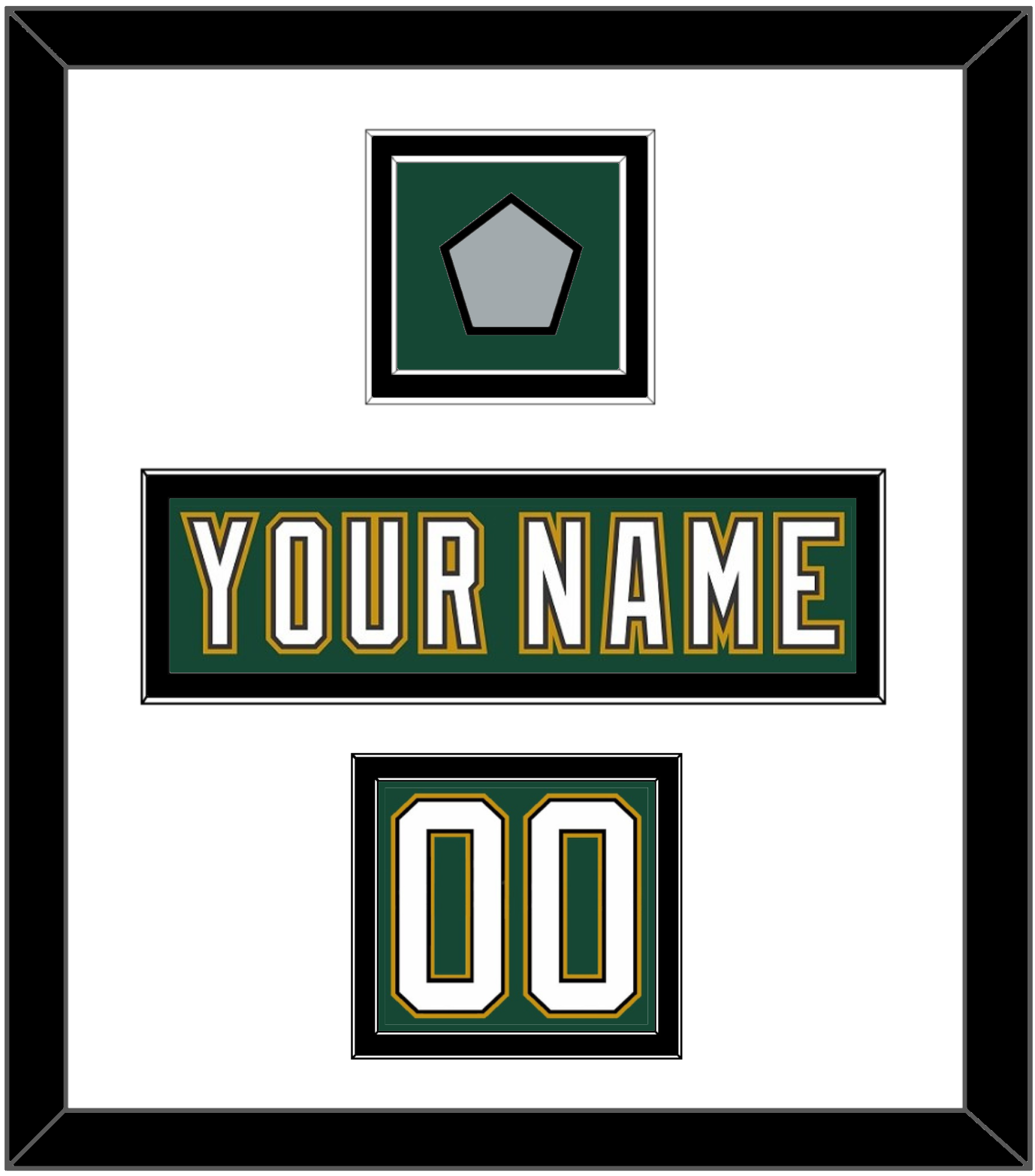 Dallas Nameplate, Number (Shoulder) & Stanley Cup Champions Patch - Alternate Green (1997-1999) - Signature Tier 1