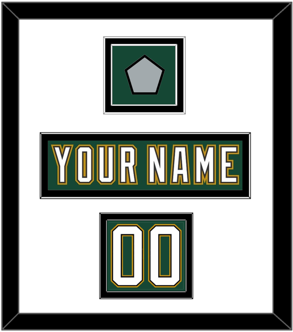 Dallas Nameplate, Number (Shoulder) & Stanley Cup Champions Patch - Alternate Green (1997-1999) - Double Mat 1