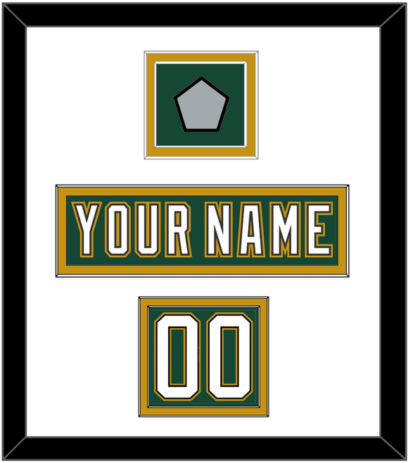 Dallas Nameplate, Number (Shoulder) & Stanley Cup Finals Patch - Alternate Green (1997-1999) - Double Mat 2