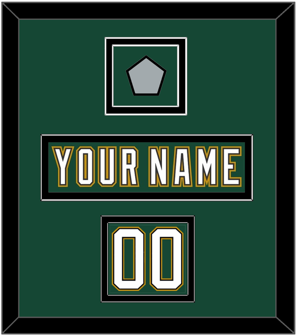 Dallas Nameplate, Number (Shoulder) & Stanley Cup Champions Patch - Alternate Green (1997-1999) - Double Mat 3