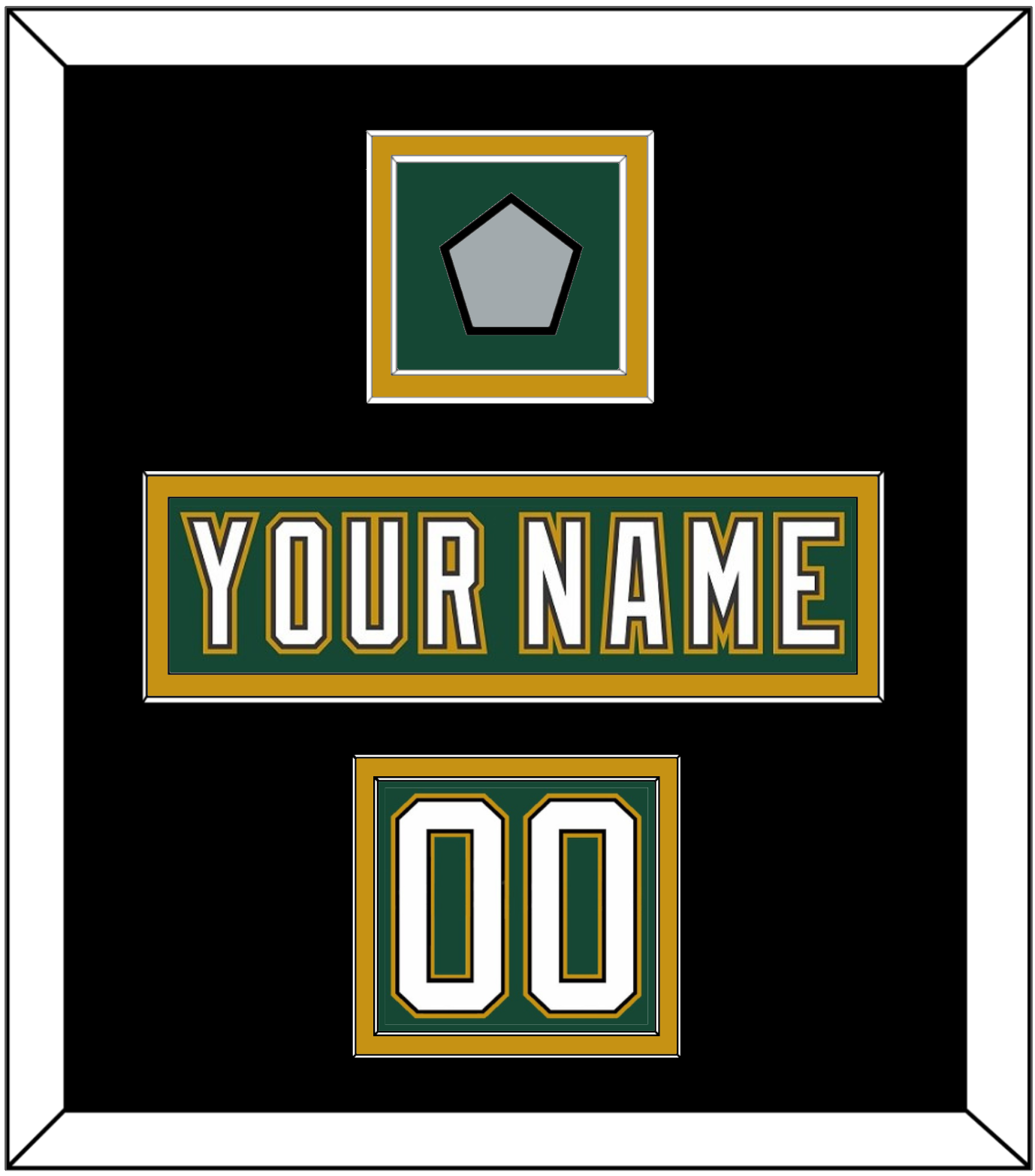 Dallas Nameplate, Number (Shoulder) & Stanley Cup Champions Patch - Alternate Green (1997-1999) - Signature Tier 5
