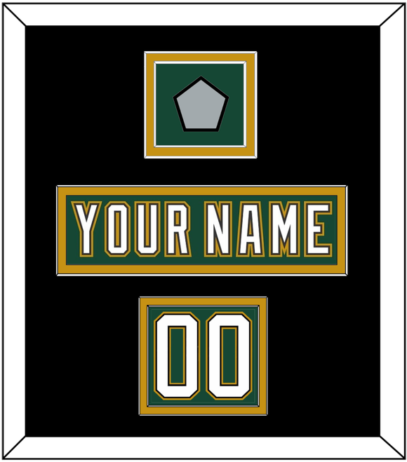 Dallas Nameplate, Number (Shoulder) & Stanley Cup Champions Patch - Alternate Green (1997-1999) - Double Mat 5