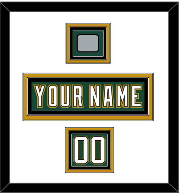 Dallas Nameplate, Number (Shoulder) & Stanley Cup Finals Patch - Alternate Green (1997-1999) - Triple Mat 1