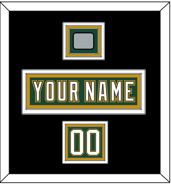 Dallas Nameplate, Number (Shoulder) & Stanley Cup Finals Patch - Alternate Green (1997-1999) - Triple Mat 3