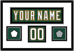 Dallas Nameplate & Number (Shoulder) With Stanley Cup Finals & Team Logo Patches - Alternate Green (1997-1999) - Double Mat 1