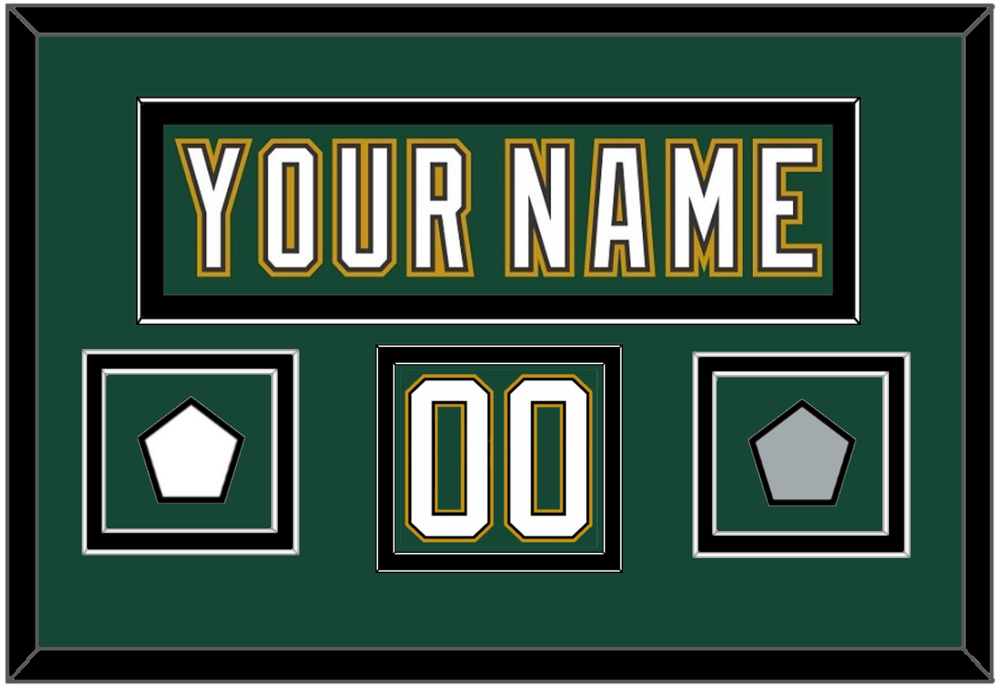 Dallas Nameplate & Number (Shoulder) With Stanley Cup Champions & Team Logo Patches - Alternate Green (1997-1999) - Signature Tier 3