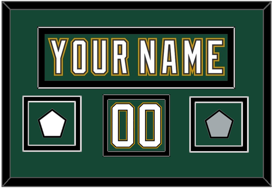 Dallas Nameplate & Number (Shoulder) With Stanley Cup Champions & Team Logo Patches - Alternate Green (1997-1999) - Signature Tier 3
