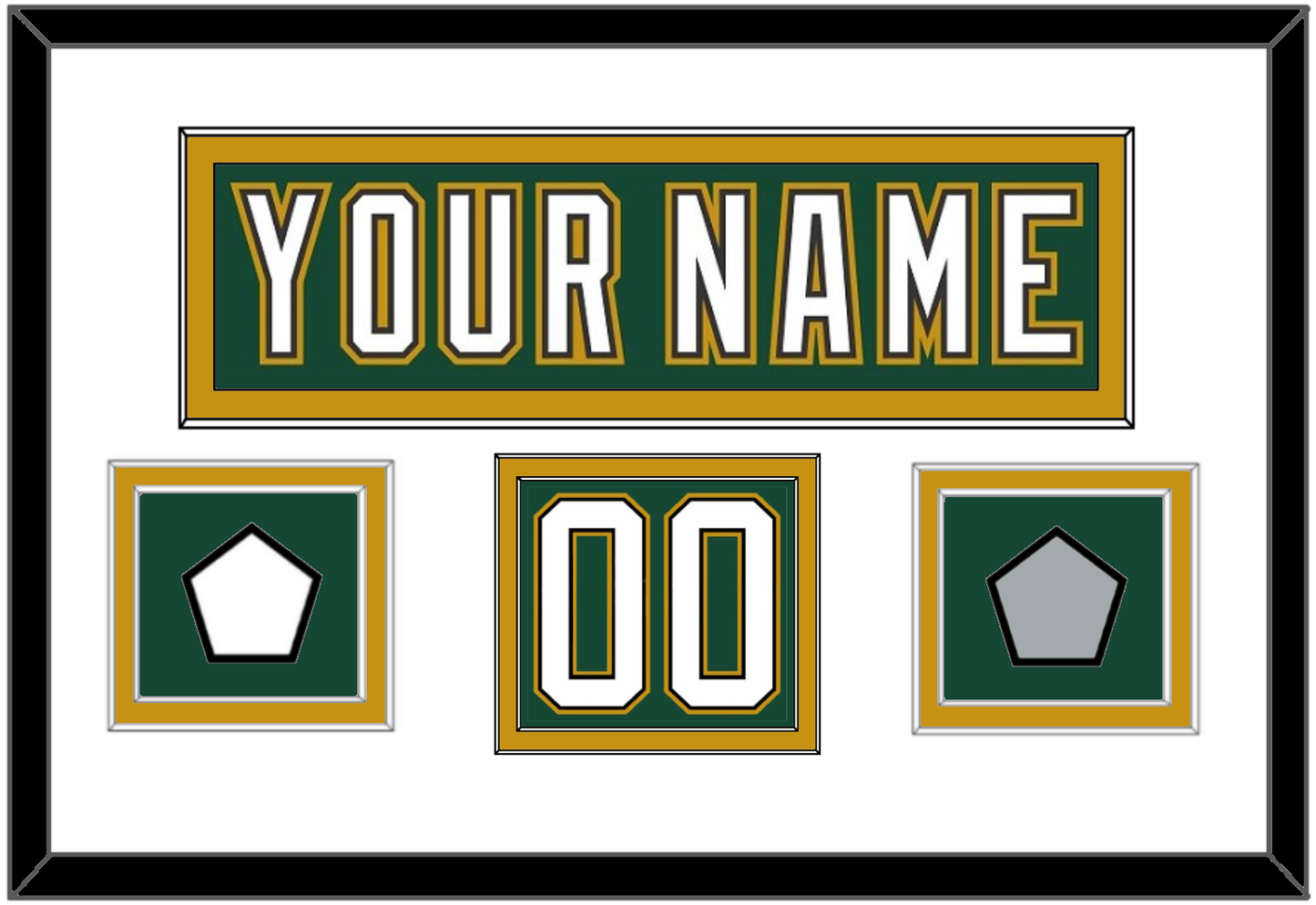 Dallas Nameplate & Number (Shoulder) With Stanley Cup Finals & Team Logo Patches - Alternate Green (1997-1999) - Signature Tier 2