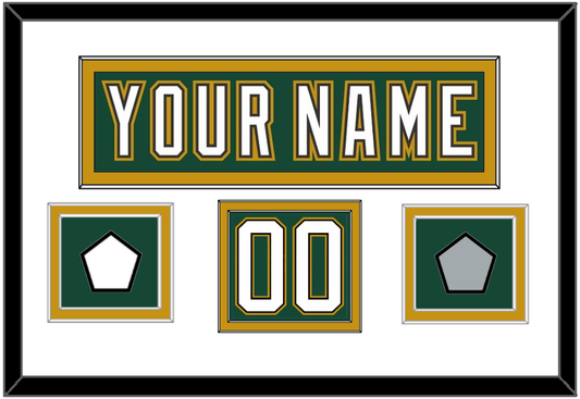 Dallas Nameplate & Number (Shoulder) With Stanley Cup Finals & Team Logo Patches - Alternate Green (1997-1999) - Signature Tier 2