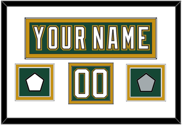 Dallas Nameplate & Number (Shoulder) With Stanley Cup Finals & Team Logo Patches - Alternate Green (1997-1999) - Double Mat 2