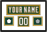 Dallas Nameplate & Number (Shoulder) With Stanley Cup Champions & Team Logo Patches - Alternate Green (1997-1999) - Double Mat 2