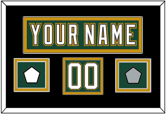 Dallas Nameplate & Number (Shoulder) With Stanley Cup Champions & Team Logo Patches - Alternate Green (1997-1999) - Double Mat 5