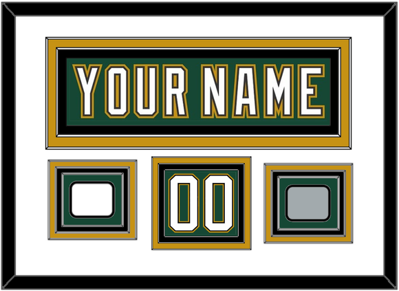 Dallas Nameplate & Number (Shoulder) With Stanley Cup Champions & Team Logo Patches - Alternate Green (1997-1999) - Triple Mat 1