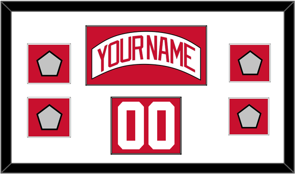 Detroit Nameplate, Number (Shoulder) & 4 Stanley Cup Finals Patches - Home White (1997-2007) - Single Mat 1