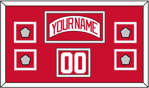 Detroit Nameplate, Number (Shoulder) & 4 Stanley Cup Finals Patches - Road White (2007-2017) - Double Mat 1