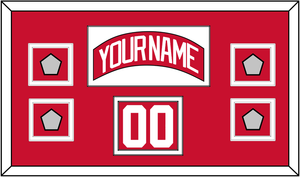 Detroit Nameplate, Number (Shoulder) & 4 Stanley Cup Finals Patches - Home Red (2007-2017) - Double Mat 1