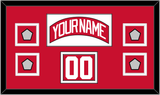 Detroit Nameplate, Number (Shoulder) & 4 Stanley Cup Finals Patches - Road Red (1997-2007) - Double Mat 1