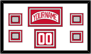 Detroit Nameplate, Number (Shoulder) & 4 Stanley Cup Finals Patches - Home White (1997-2007) - Triple Mat 1