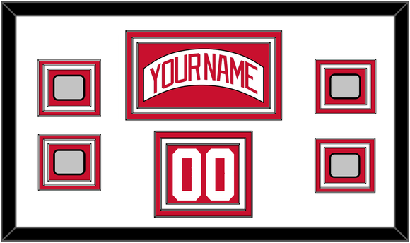 Detroit Nameplate, Number (Shoulder) & 4 Stanley Cup Finals Patches - Home White (1997-2007) - Triple Mat 1