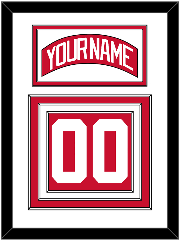 Detroit Nameplate & Number (Back) - Home Red - Triple Mat 1