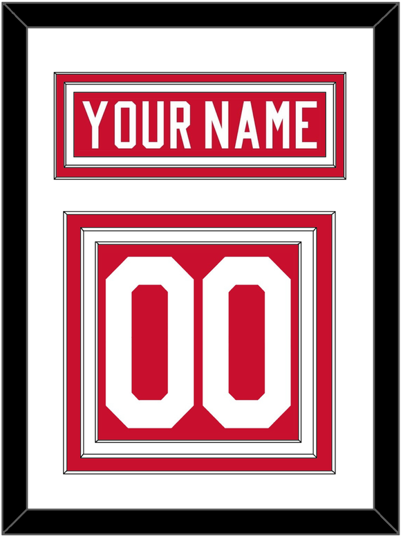 Detroit Nameplate & Number (Back) - Road Red (1977-1982) - Triple Mat 1