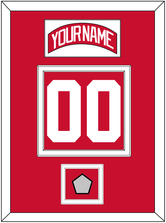 Detroit Nameplate & Number (Back) With Stanley Cup Finals Patch - Road Red (1997-2007) - Double Mat 1