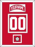 Detroit Nameplate & Number (Back) With Stanley Cup Finals Patch - Road Red (1997-2007) - Double Mat 1