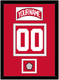 Detroit Nameplate & Number (Back) With 2008 Stanley Cup Champions Patch - Home Red (2007-2017) - Double Mat 1