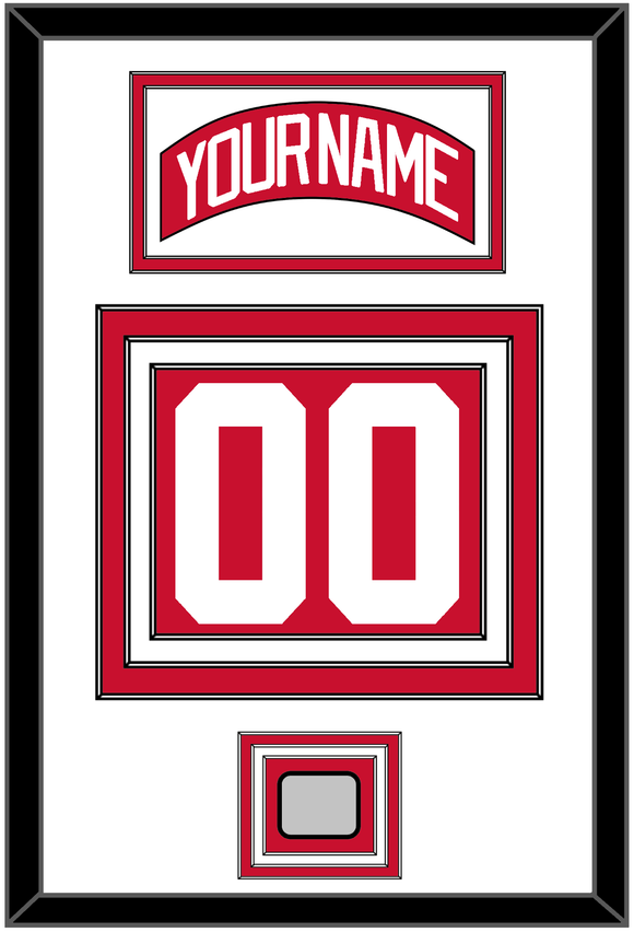 Detroit Nameplate & Number (Back) With 2008 Stanley Cup Champions Patch - Home Red (2007-2017) - Triple Mat 1